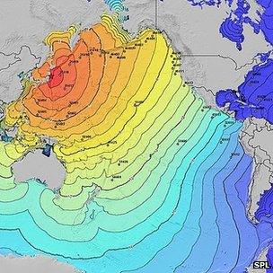 Tsunami travel times following Tohoku earthquake