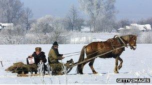 Sled in rural Russia