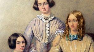 Painting by Sir Edwin Landseer, though to be of the Bronte sisters