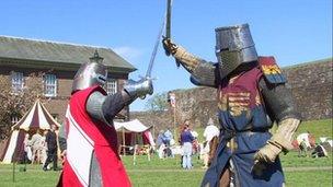 Knights jousting at Carlisle Castle