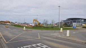 Road junction at the entrance to Guernsey Airport