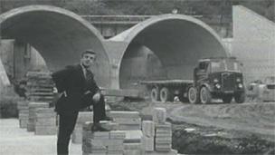 The Brynglas tunnels, during construction in the early 1960s