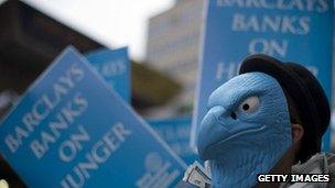 Protesters outside Barclays AGM