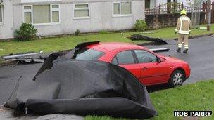 Wind damage in Bridgend