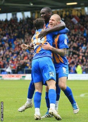 James Collins celebrates his promotion-winning goal