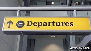 Departure sign at airport