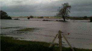 Flooding in the Curry Moor area, Somerset Levels