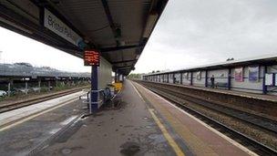 Empty platforms at Bristol Parkway railway stations