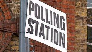 Polling station sign