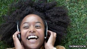 Woman listening to music