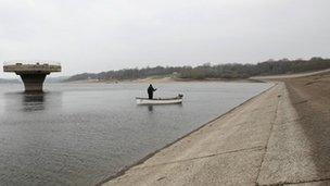 Drought-hit Bewl Reservoir in Kent