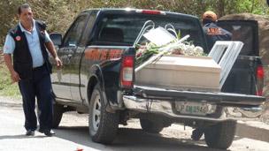 The hearse carrying Ramon's coffin