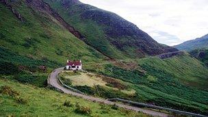 Cottage on hillside in Mull