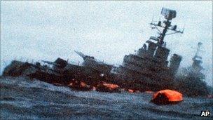 Argentine cruiser General Belgrano sinking, 2 May 1982