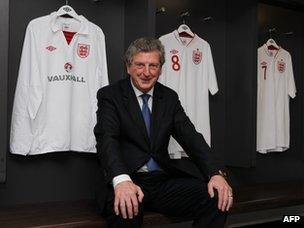 Newly appointed England football manager Roy Hodgson in the dressing room at Wembley Stadium