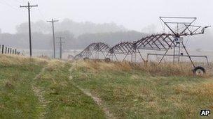 Farmland near Neligh, Nebraska, which lies along the proposed Keystone XL pipeline route 19 April 2012