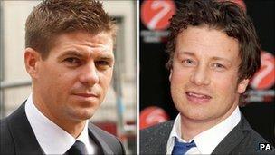 Steven Gerrard and Jamie Oliver