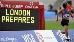 A runner in Olympic Stadium