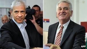 Boris Tadic (L) and Tomislav Nikolic