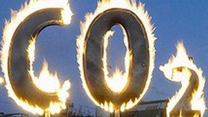 Protesters with a burning CO2 placard (Getty Images)