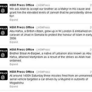 al-Shabaab tweets the death of a British fighter