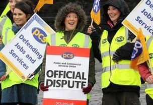 Staff picket the entrance to Stirling Castle