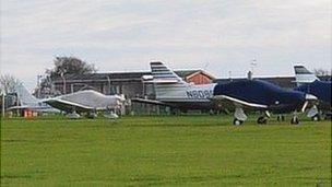 Private planes parked at Guernsey Airport