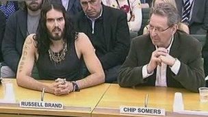 Russell Brand and Chip Somers at Home Affairs Committee