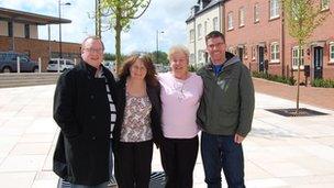 Left to right: Ben Whitehouse, Sharon Thompson, Julie Batting and Mark McCreddin in the village square