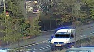 White van on Fen Causeway, Cambridge