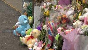 Tributes at scene
