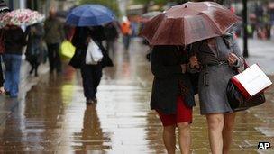 Shoppers out in wet weather