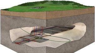 3D cutaway of proposed Romney Marsh Nuclear Research and Disposal Facility