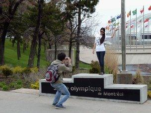 People at Montreal Olympic site