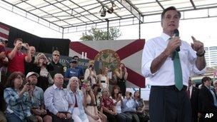 Mitt Romney at a campaign event in Jacksonville, Florida 17 May 2012