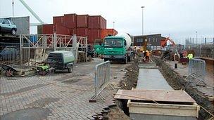 Freight berths at St Peter Port Harbour, in Guernsey