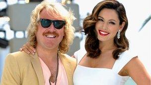 "Keith Lemon", played by Leigh Francis, and Kelly Brook