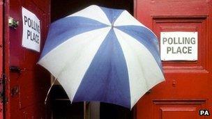 Umbrella at polling station