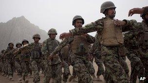 Afghan National Army soldiers training