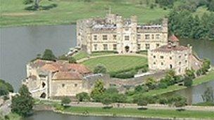 An aerial view of Leeds Castle