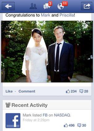 Mark and Priscilla's wedding photo on Facebook