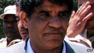 Former Libyan intelligence chief Abdallah al-Senussi in Tripoli on 22 June 2011 (file picture)