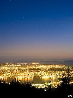 Light pollution in Vancouver