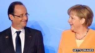 Francois Hollande and Angela Merkel