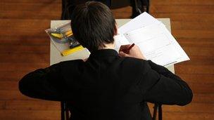 School pupil sitting exam