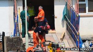 Scaffolding was erected outside Georgia Davis's home in Aberdare