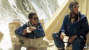 Explorers Sardar Tenzing Norgay of Nepal, left, and Sir Edmund Hillary of New Zealand