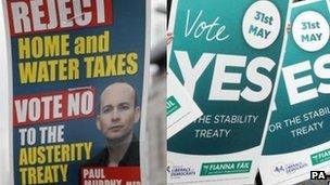 Posters in Ireland for and against the treaty