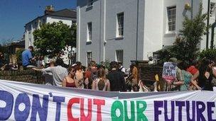 Demonstration near Nick Clegg's house