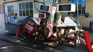 Petrol pump after crash